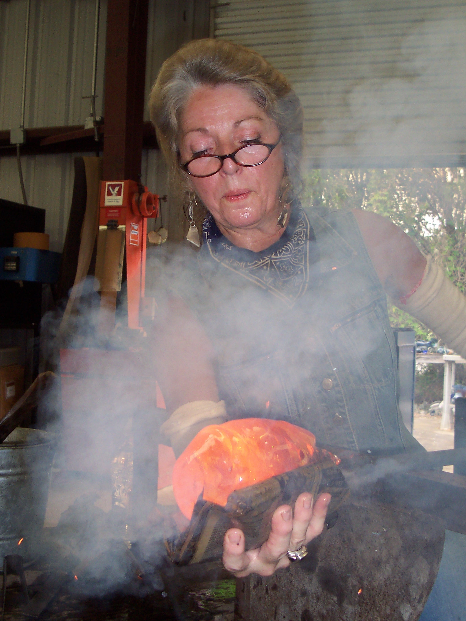 Photo during glassblowing workshop